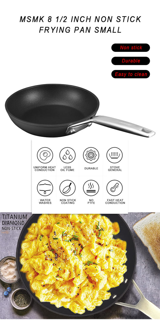 MSMK 8 1/2 inch Non stick Frying pan Small, Egg Omelette Burnt also No –  MSMKHOME