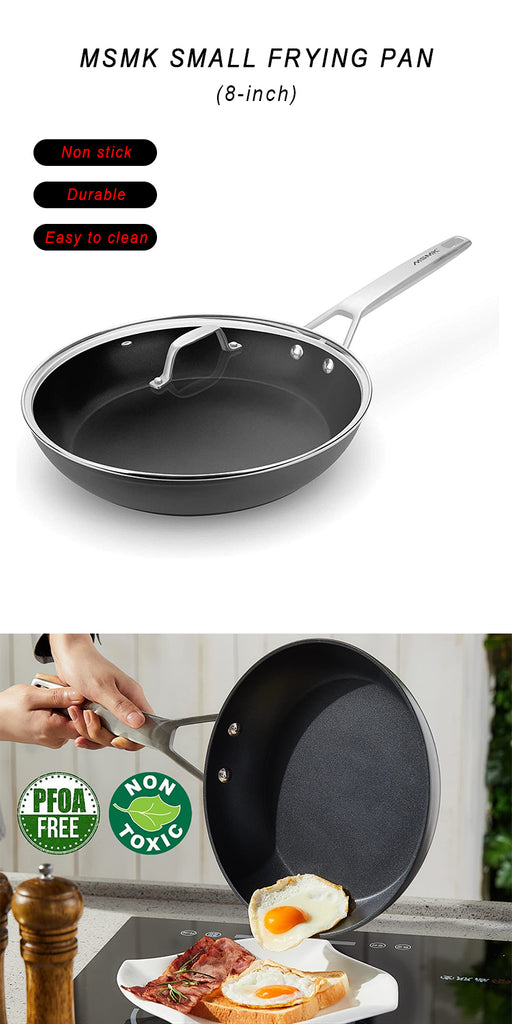 MSMK MsMk 8 12 Inch Small Frying Pan with Lid, Titanium and