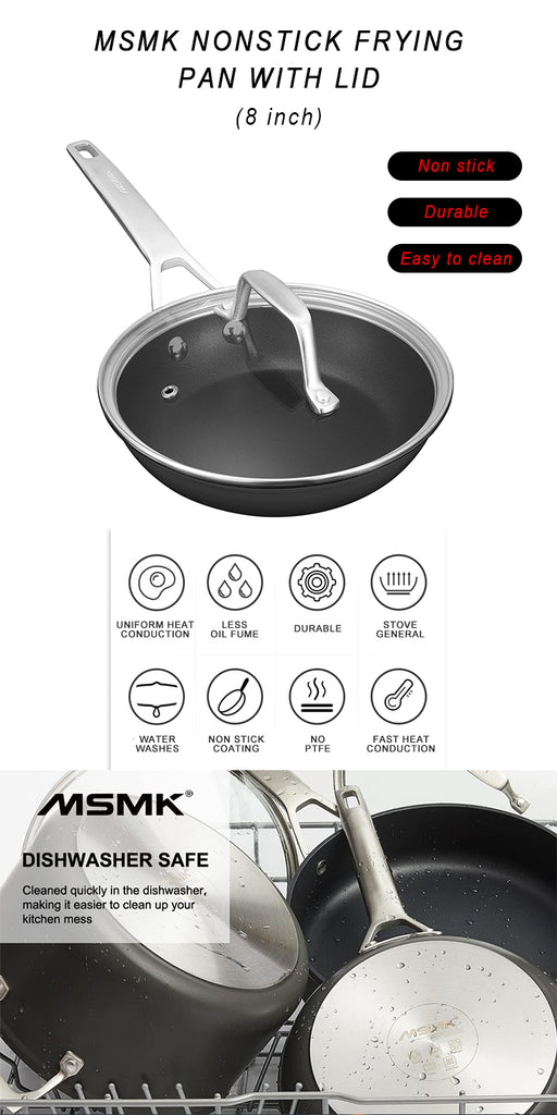 MsMk 7 inch Small Frying Pan, Carbonize also Nonstick, PFOA Free Non-Toxic,  Scratch-resistant, Induction Egg skillet, for Induction, Ceramic and Gas