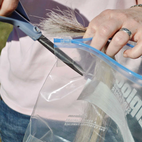 how to cut horse hair for bracelet - if using plastic bags please cut holes or slices in the side to allow for hair flow