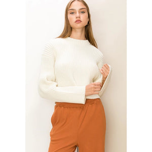 Ribbed Chunky Cream Sweater - Basically Me Boutique