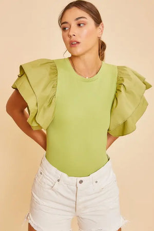 Ruffle Sleeve Bodysuit - Basically Me Boutique