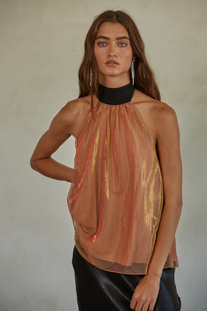 Halter Tie Neck Sunburnt Top - Basically Me Boutique