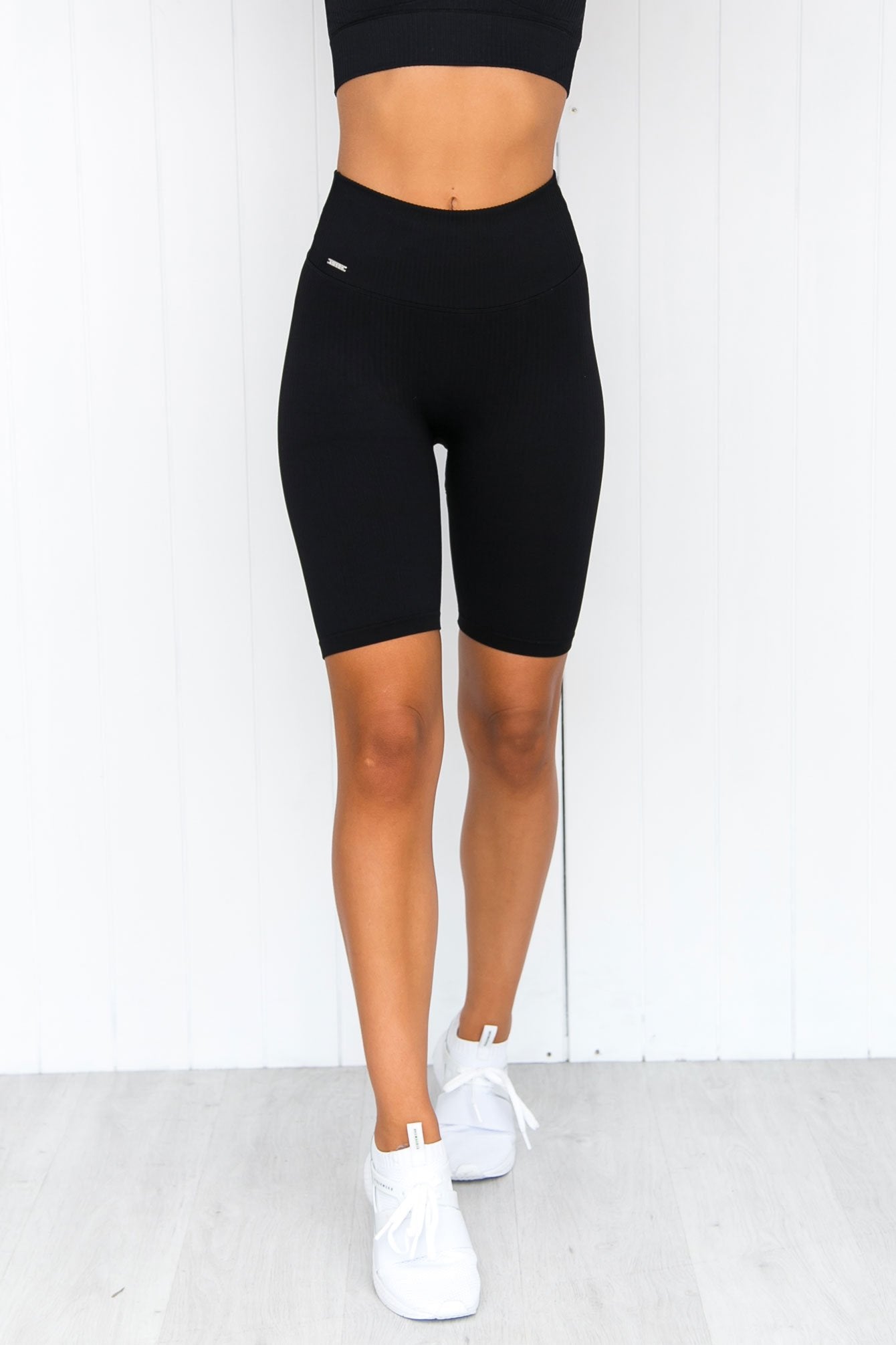 ribbed black cycling shorts