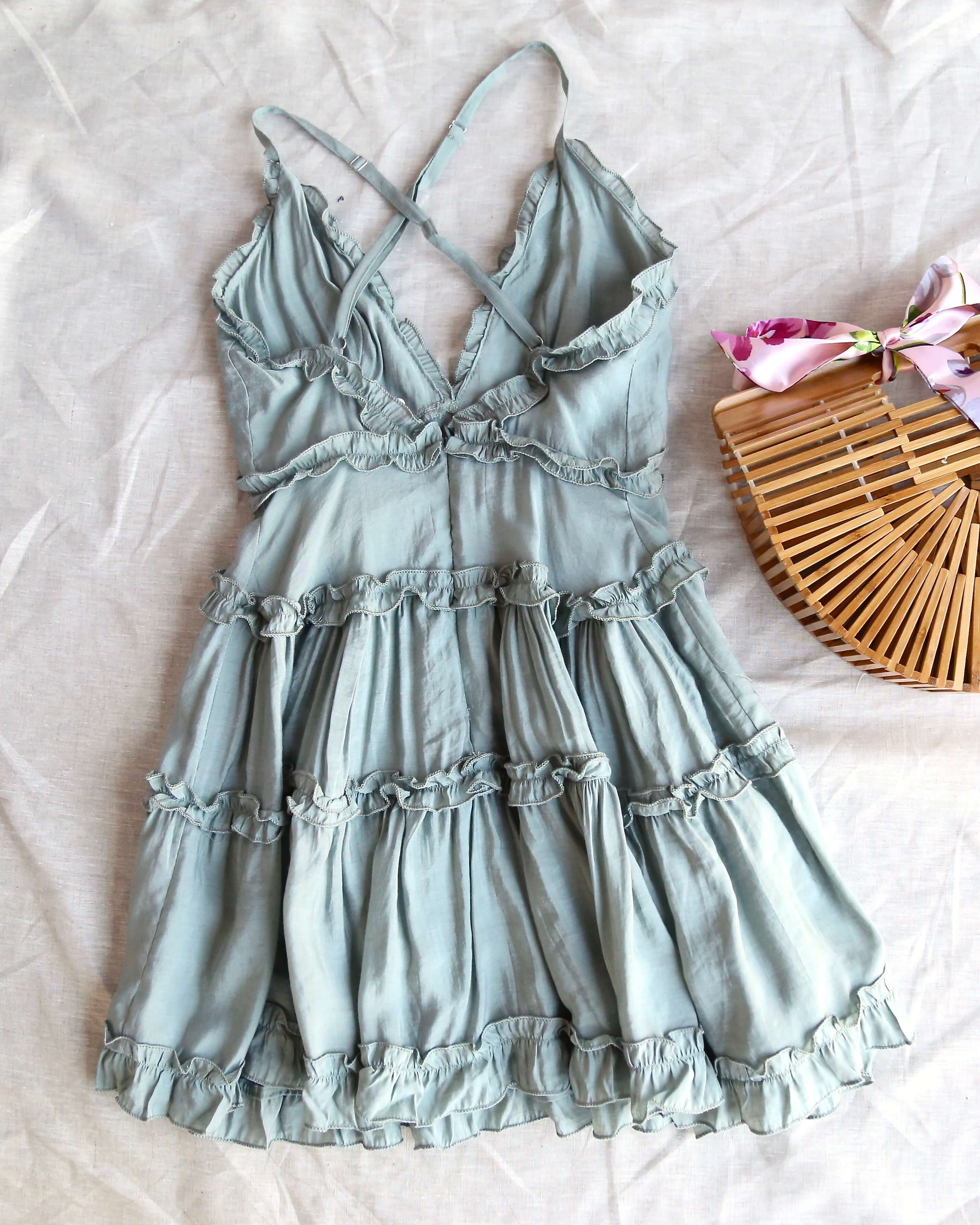 Attention Grabber Ruffled Trim Mini Dress in Olive – Shop Hearts