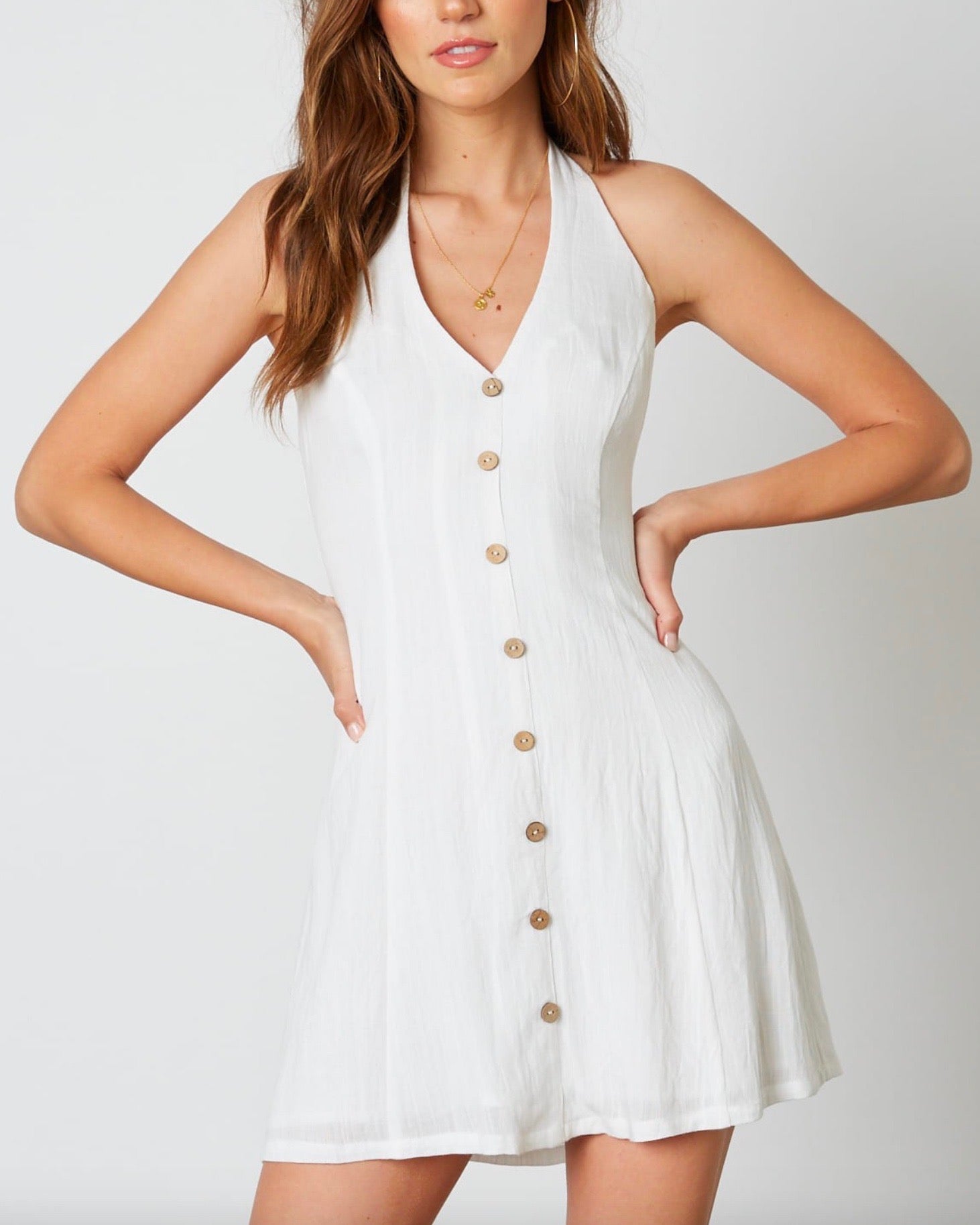 halter white mini dress