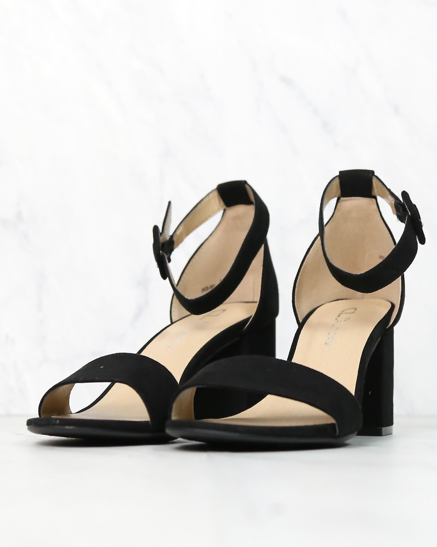 black ankle cuff heels