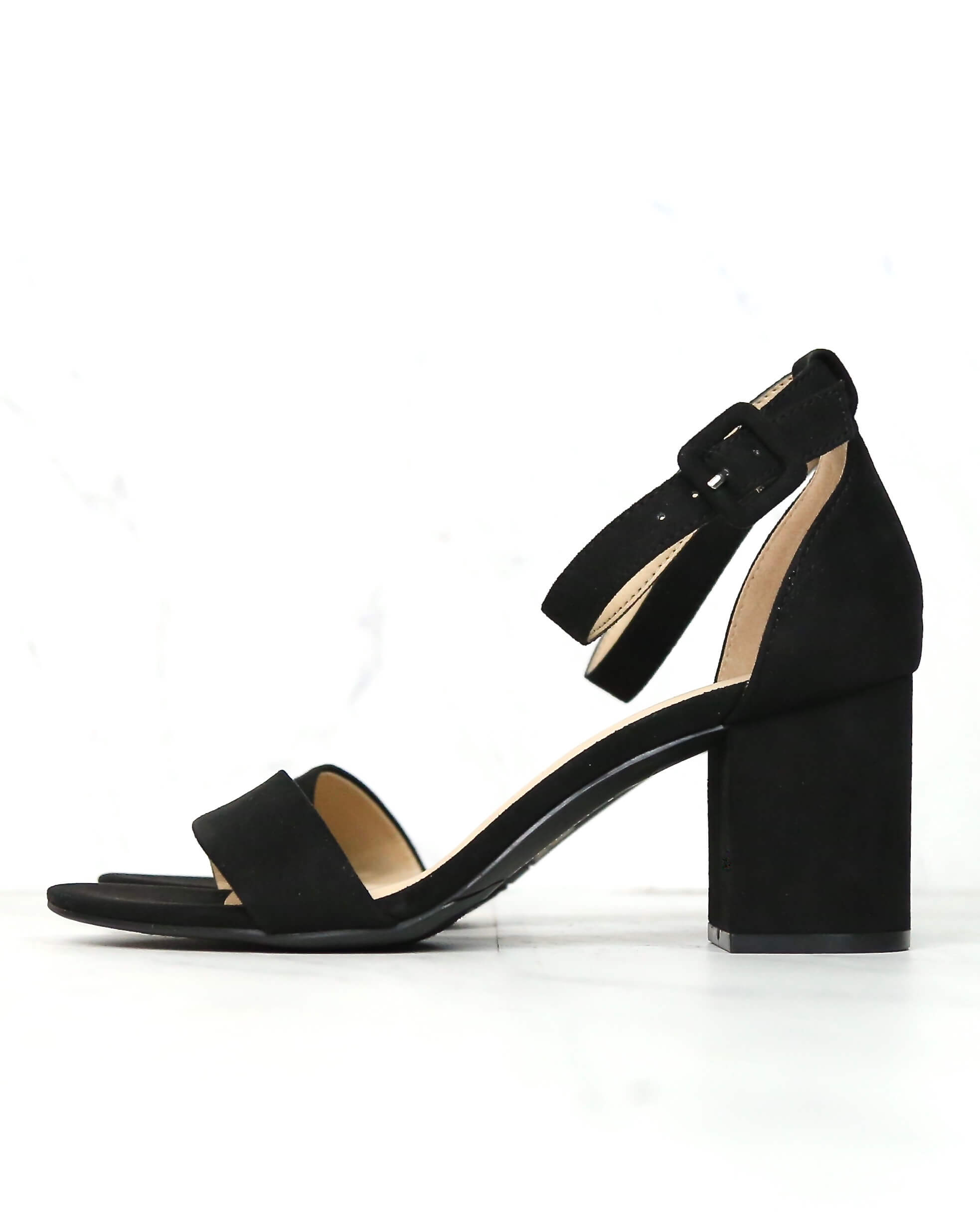 black ankle strap heels