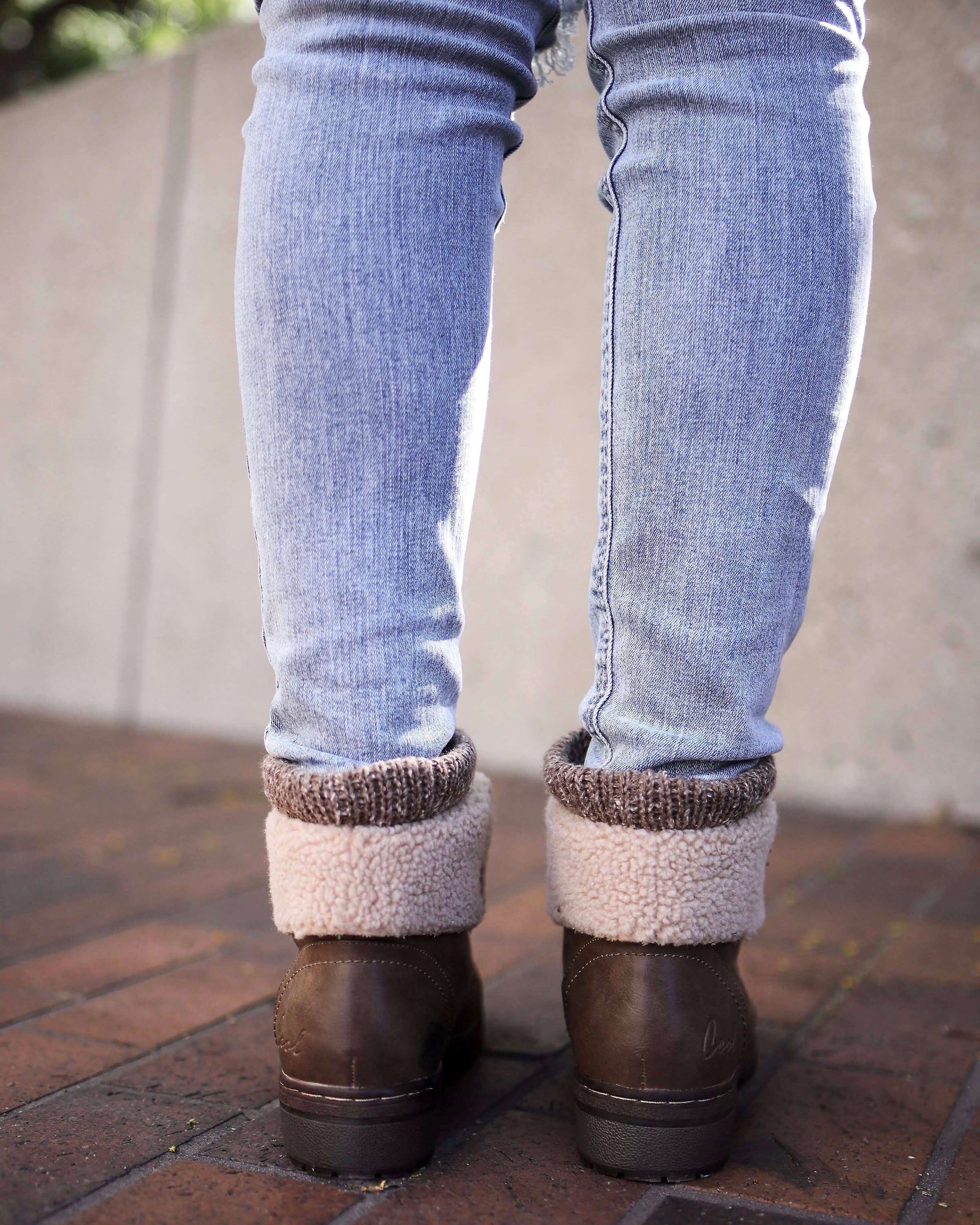 leather knit sweater cuff ankle boots