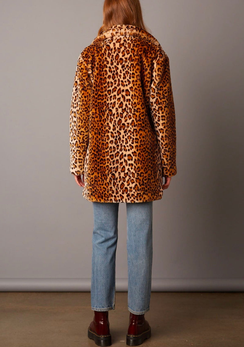 Cotton Candy LA - Open Collar Faux Fur coat - tan/leopard – Shop Hearts