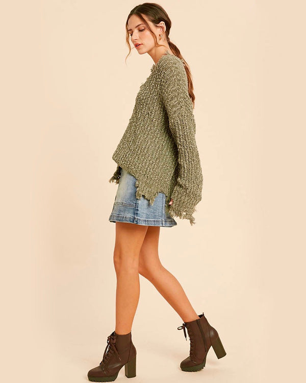 Wishlist Eight Letters V-Neck Oversized Knit Sweater