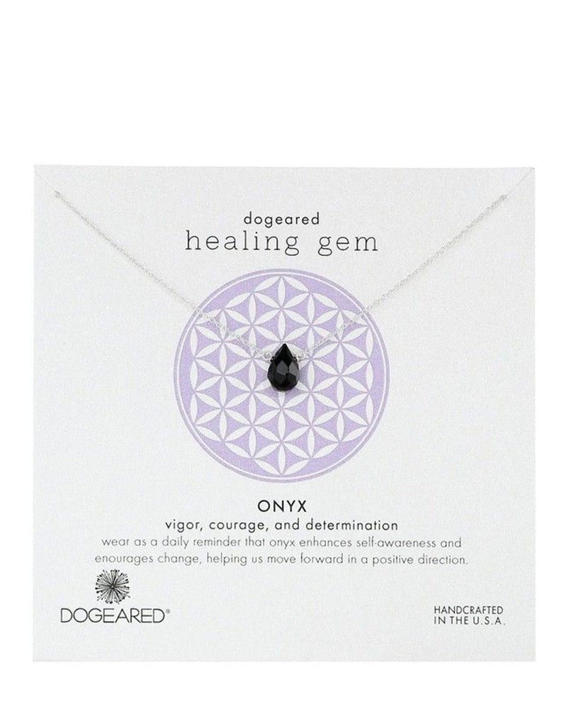 Dogeared - Healing Gem Onyx Pendant Sterling Silver Necklace 16&