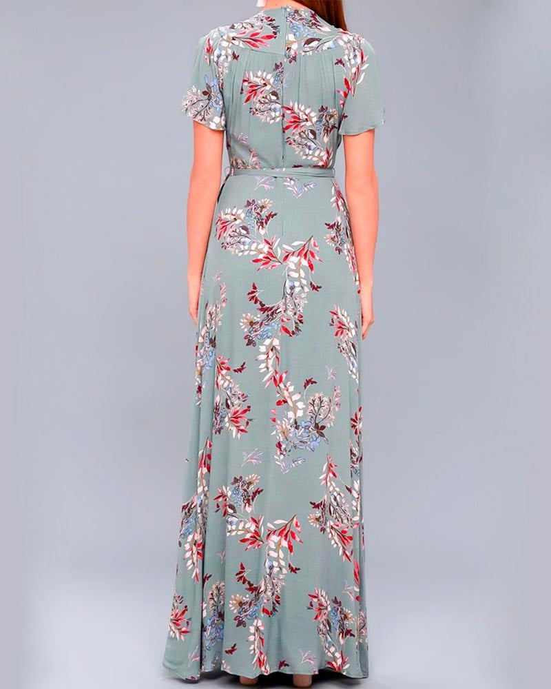 Floral Print Surplice Maxi Dress in Sage – Shop Hearts