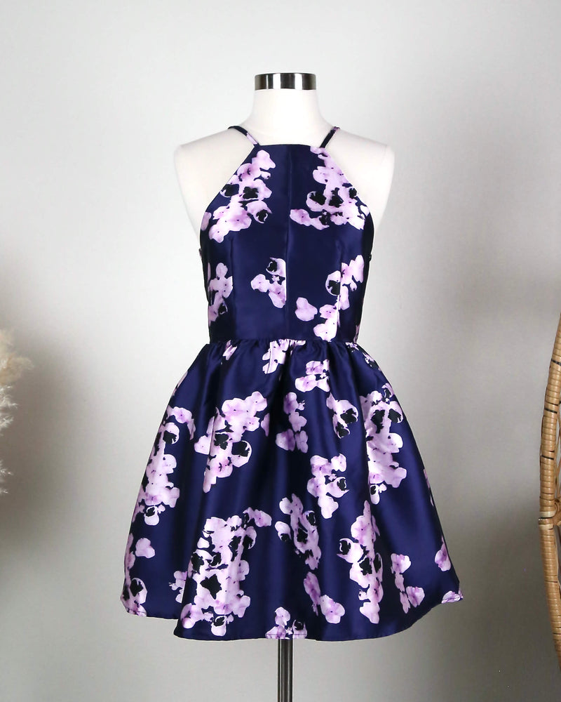 cute floral fit flare party dress for graduation homecoming birthday ...
