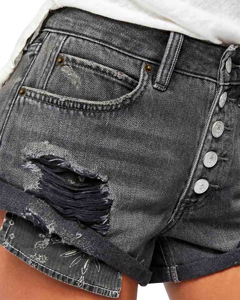 free people black jean shorts