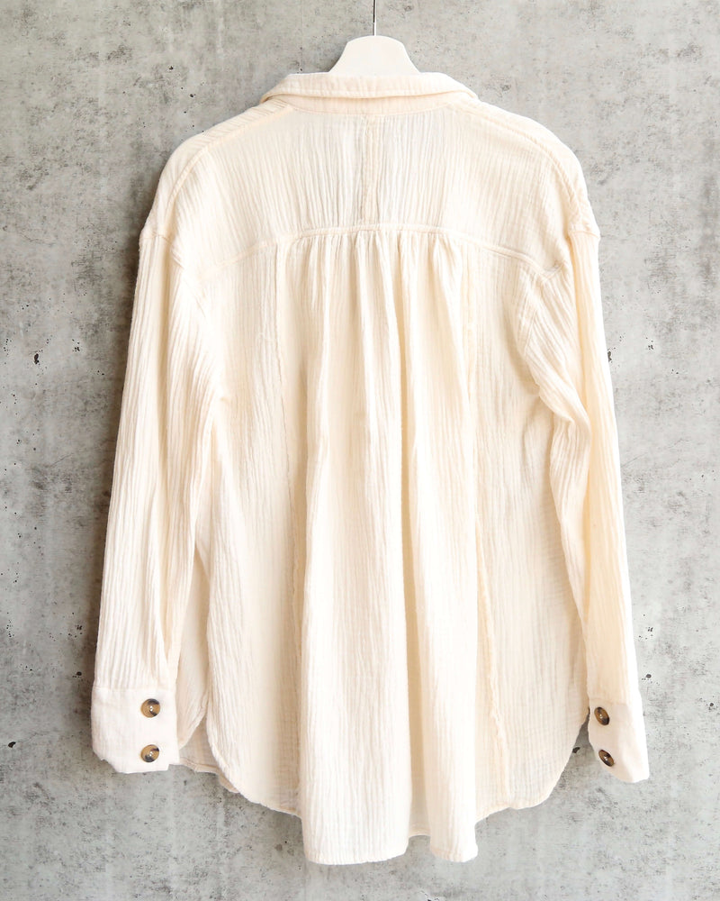 Free People - All About The Feels Linen Button Down Top - Ivory – Shop ...