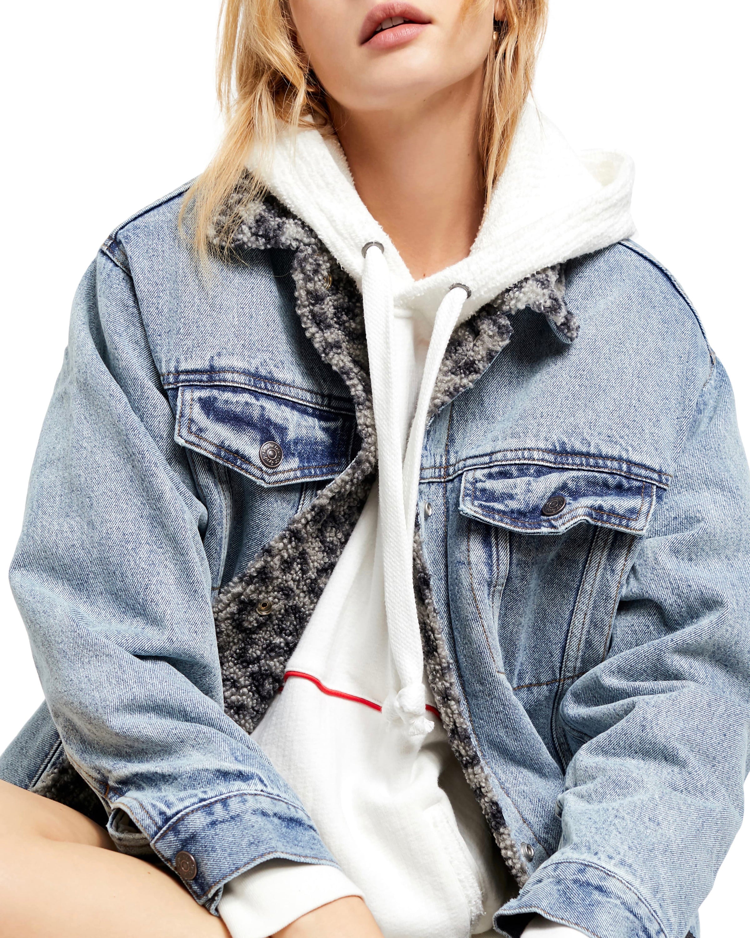 free people denim trucker jacket