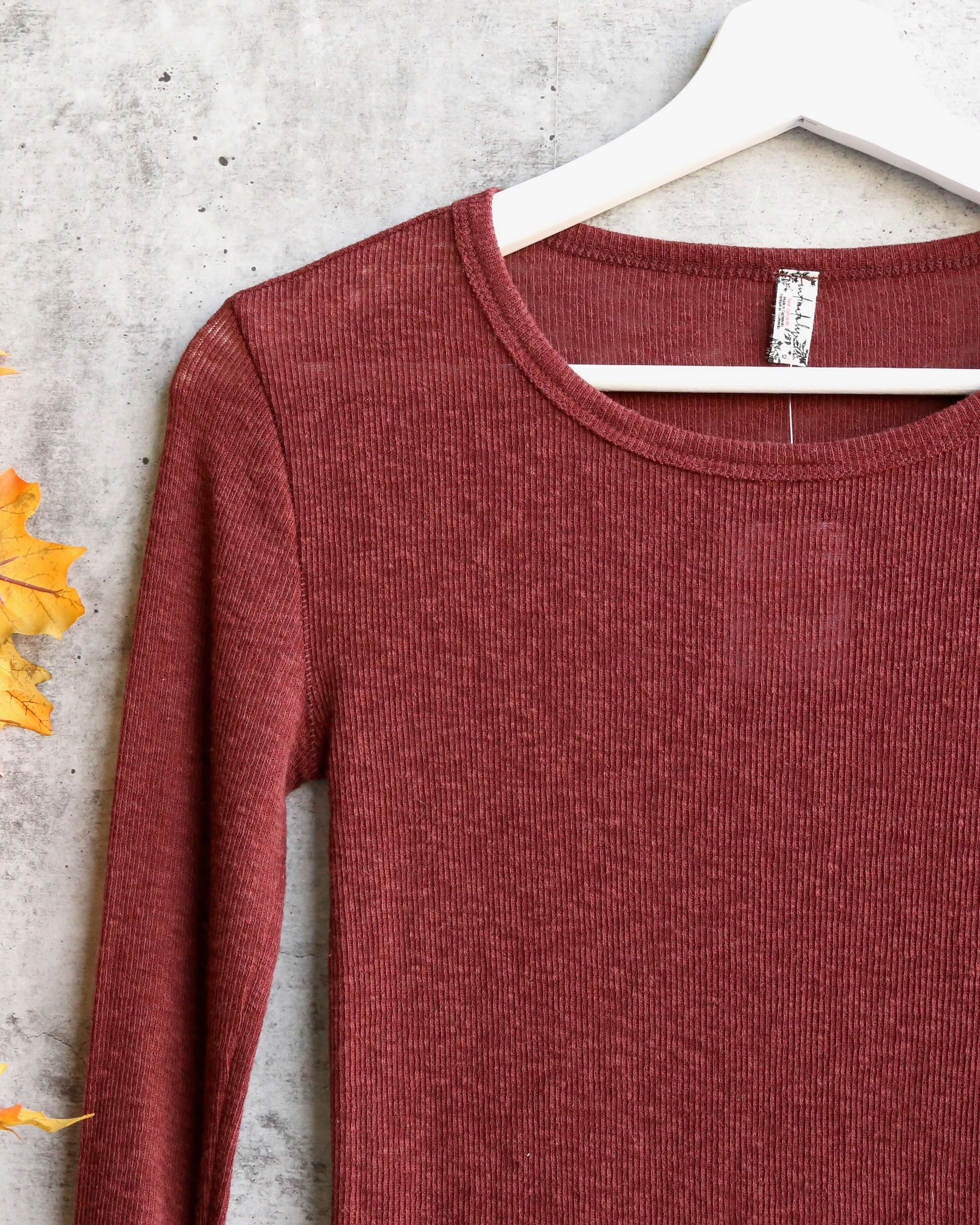 Free People Boundary Long Sleeve Layering Tee - chestnut – Shop Hearts
