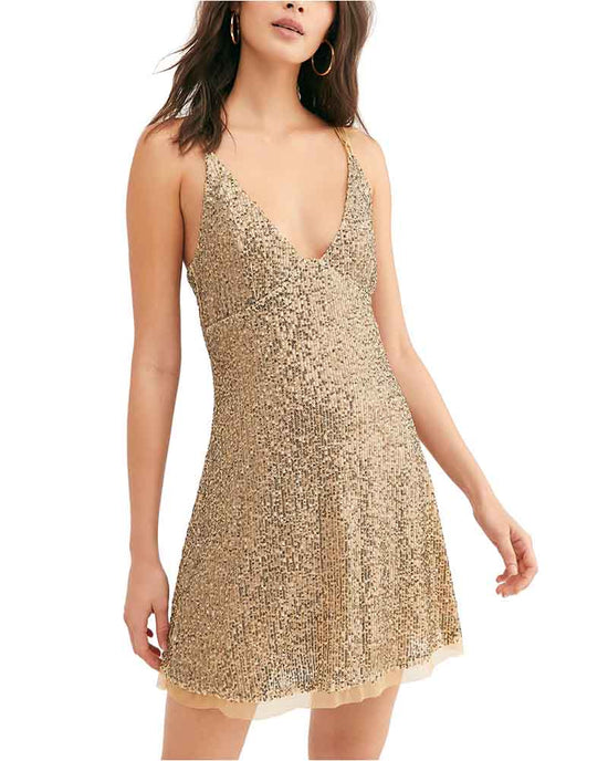 free people gold dress