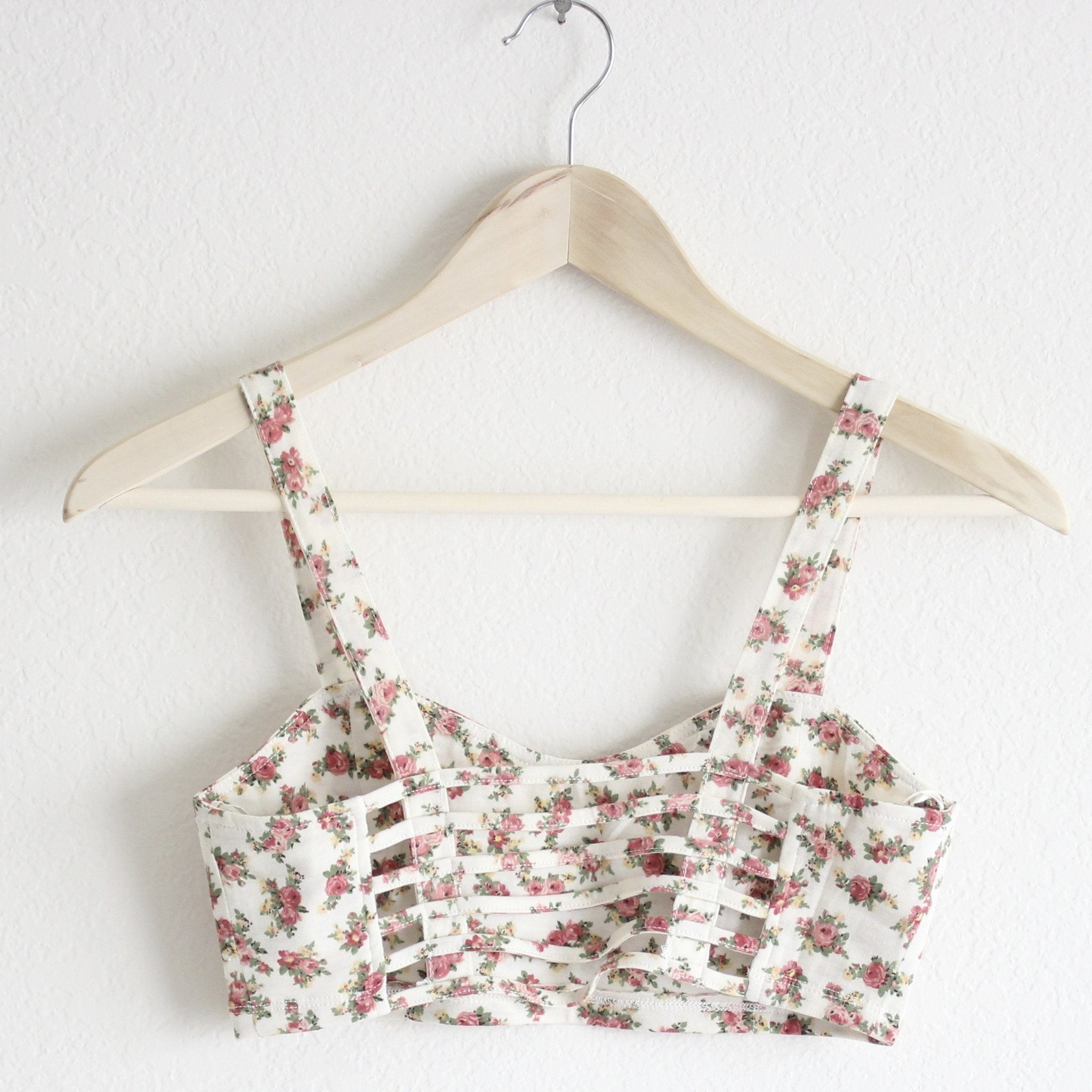 Tribal Cut Out Rust Crop Top Bralet Geometric Festival Caged
