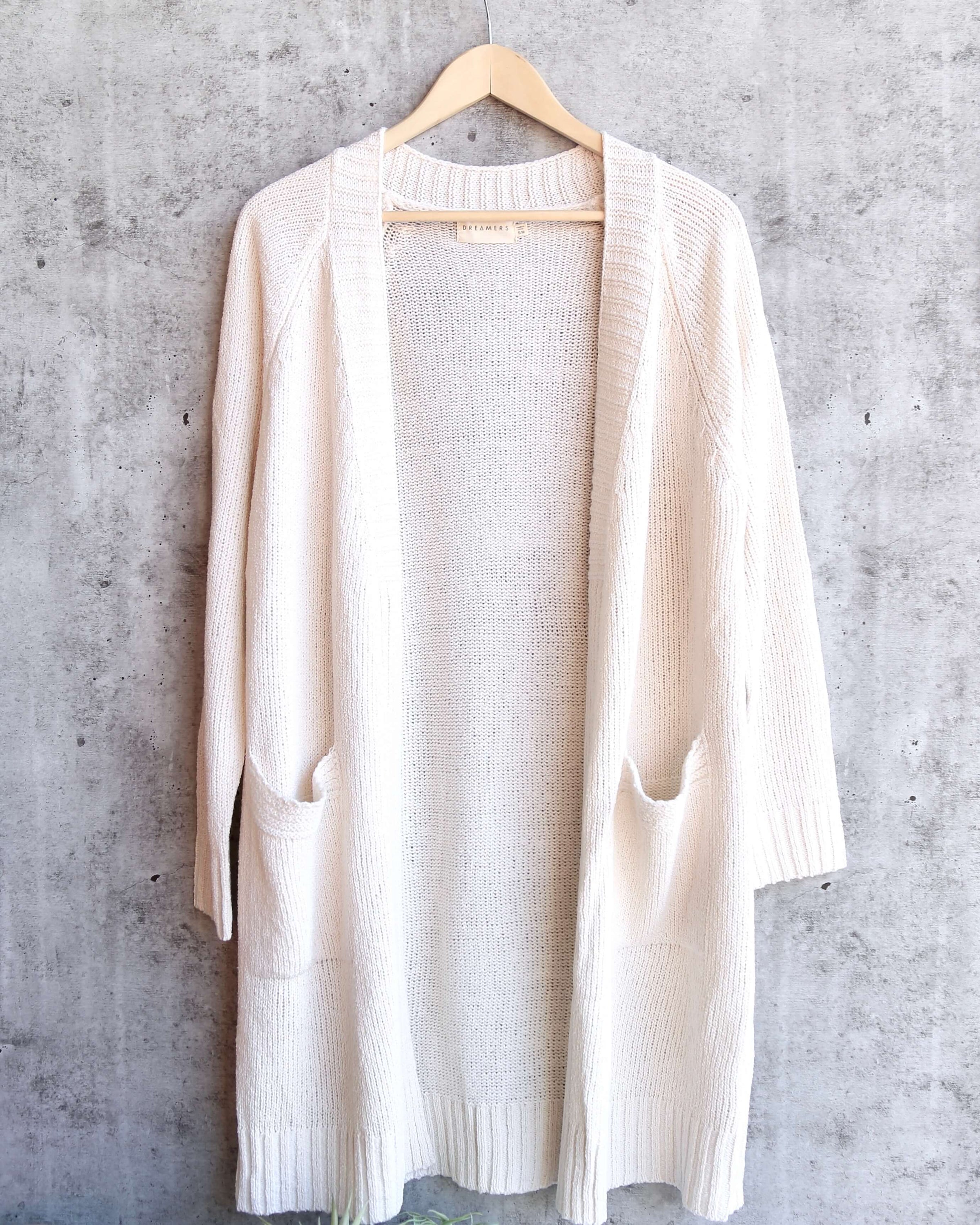 cream cardigan