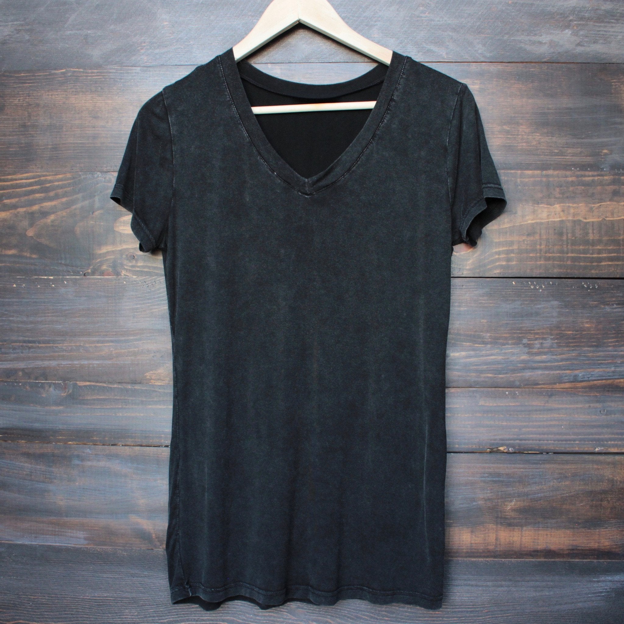 Final Sale - POL BASIC - Vintage Acid Wash V Neck T-Shirt - More Color ...