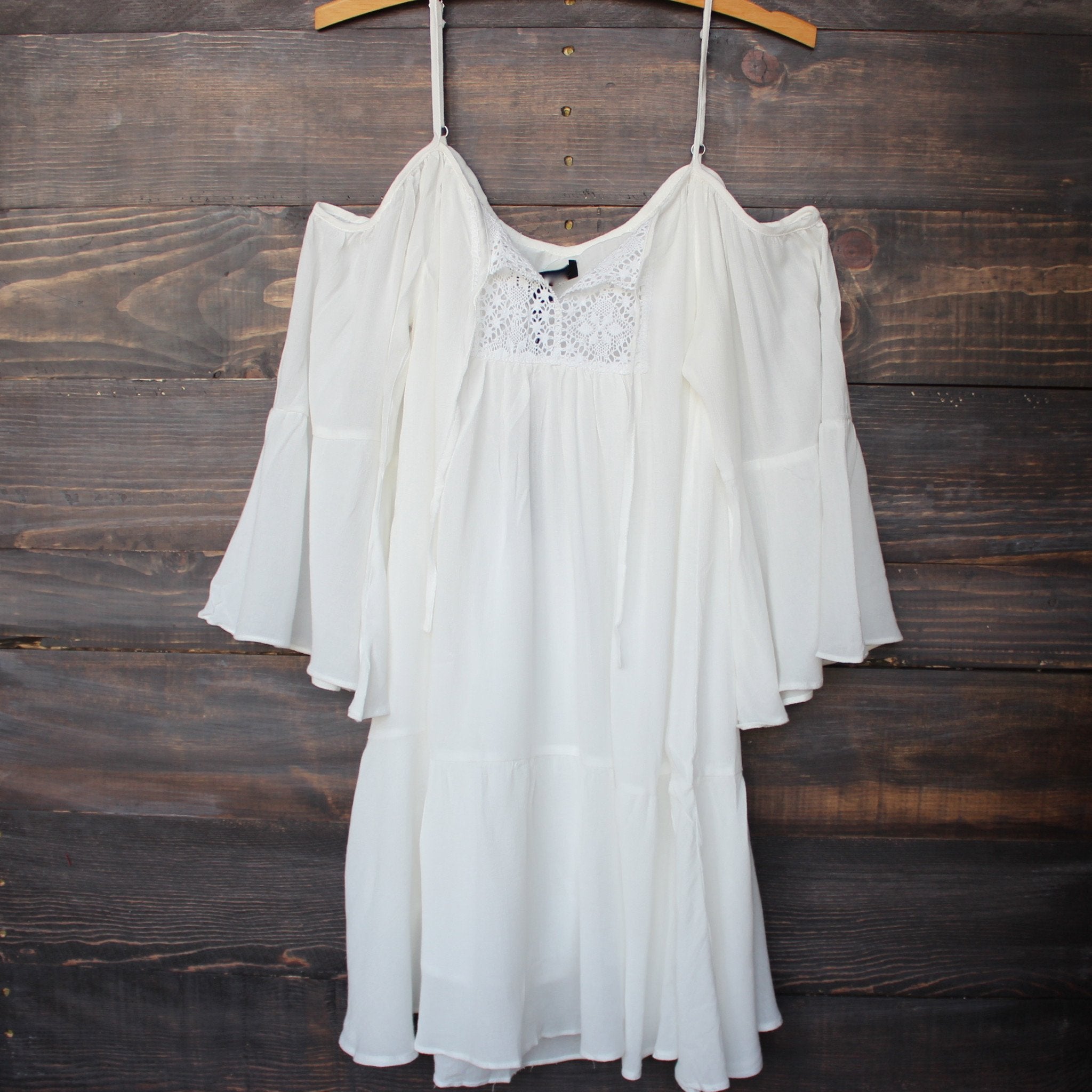 white cold shoulder dress