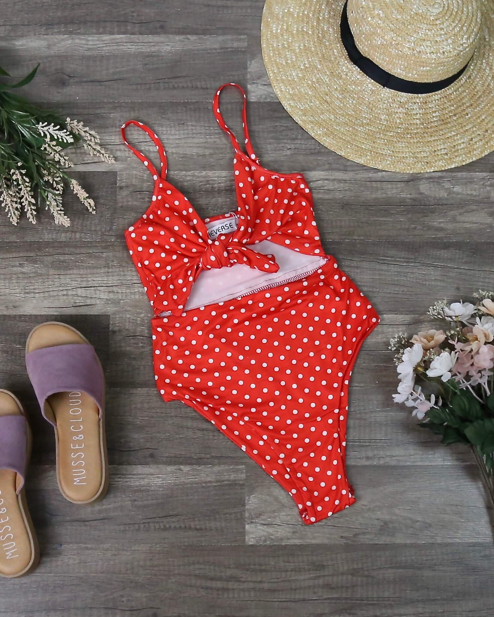 Final Sale - Reverse - Polka Dot One Piece Swim in Red/White – Shop Hearts