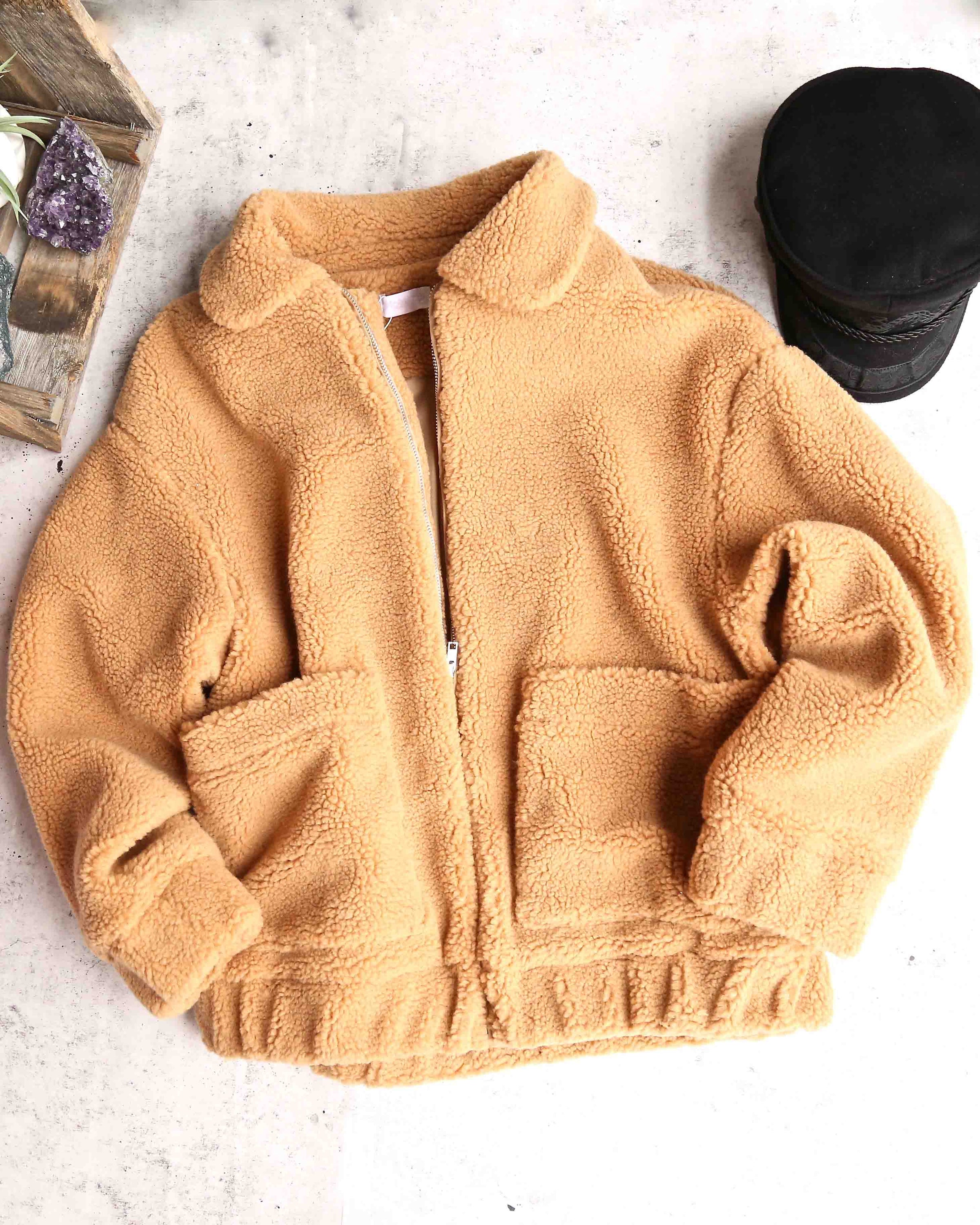 zip up teddy coat