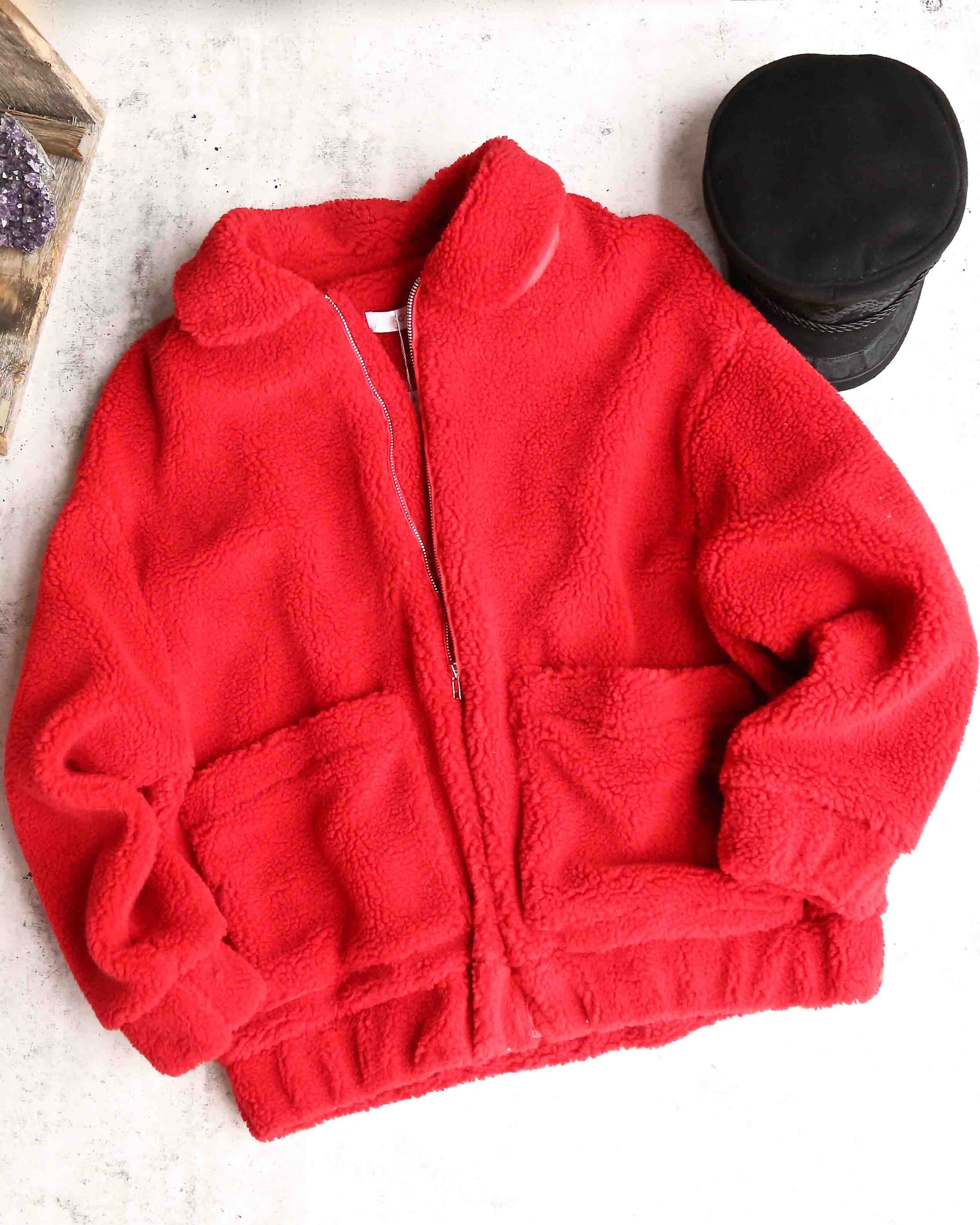 red teddy bear jacket