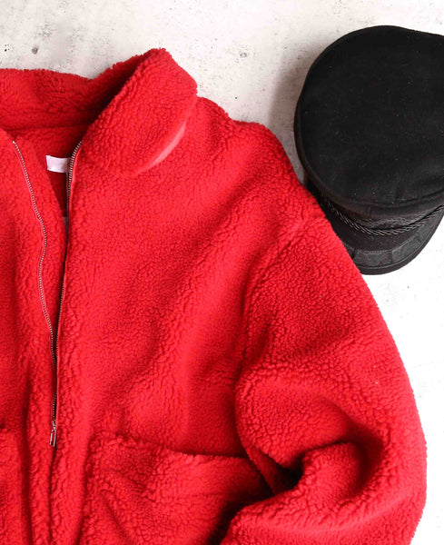 zip up teddy bear jacket - red – shophearts