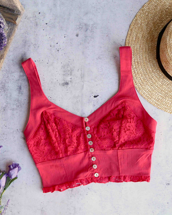 Free People - Here I Go Brami Lace Crop Top in Red – Shop Hearts