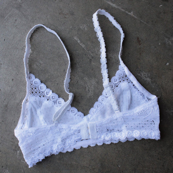 intimate semi-sheer lace bralette - white – shophearts