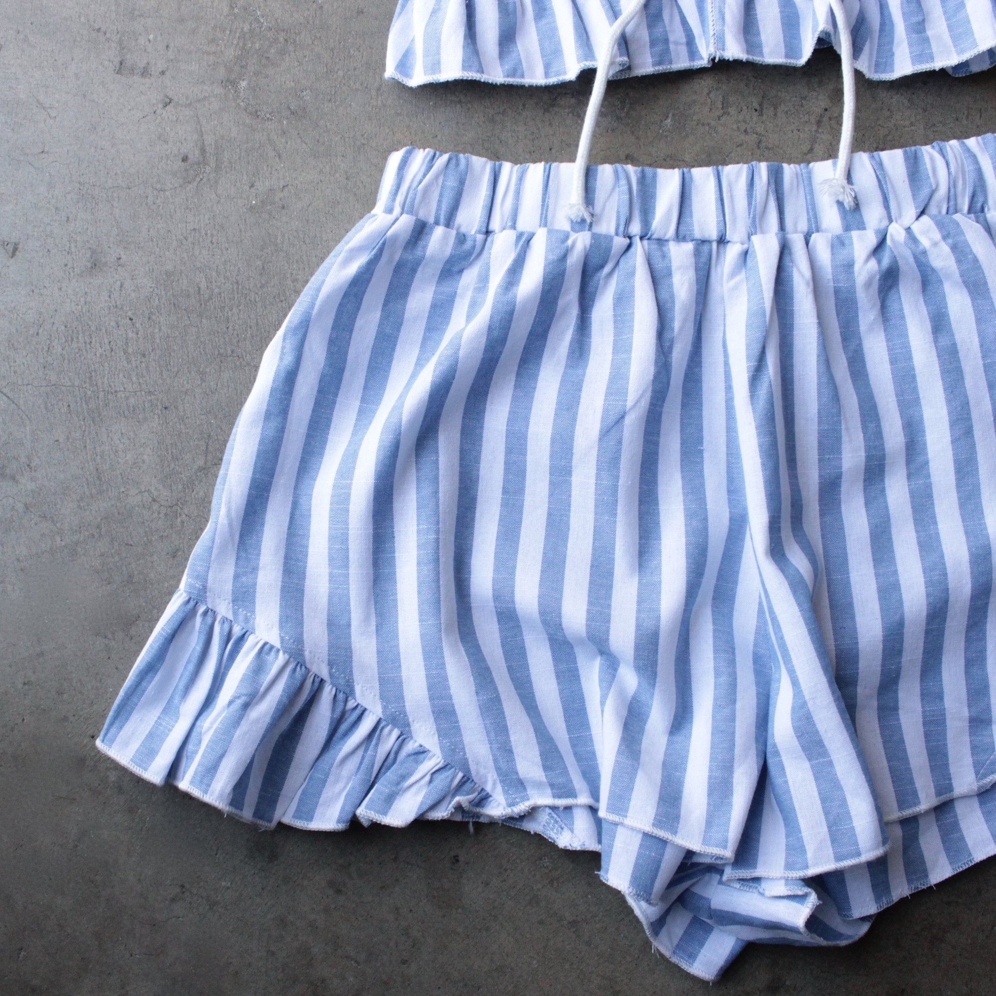 blue and white two piece set