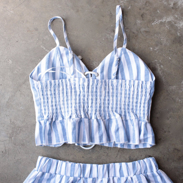 reverse - striped denim blue & white two piece set – shophearts