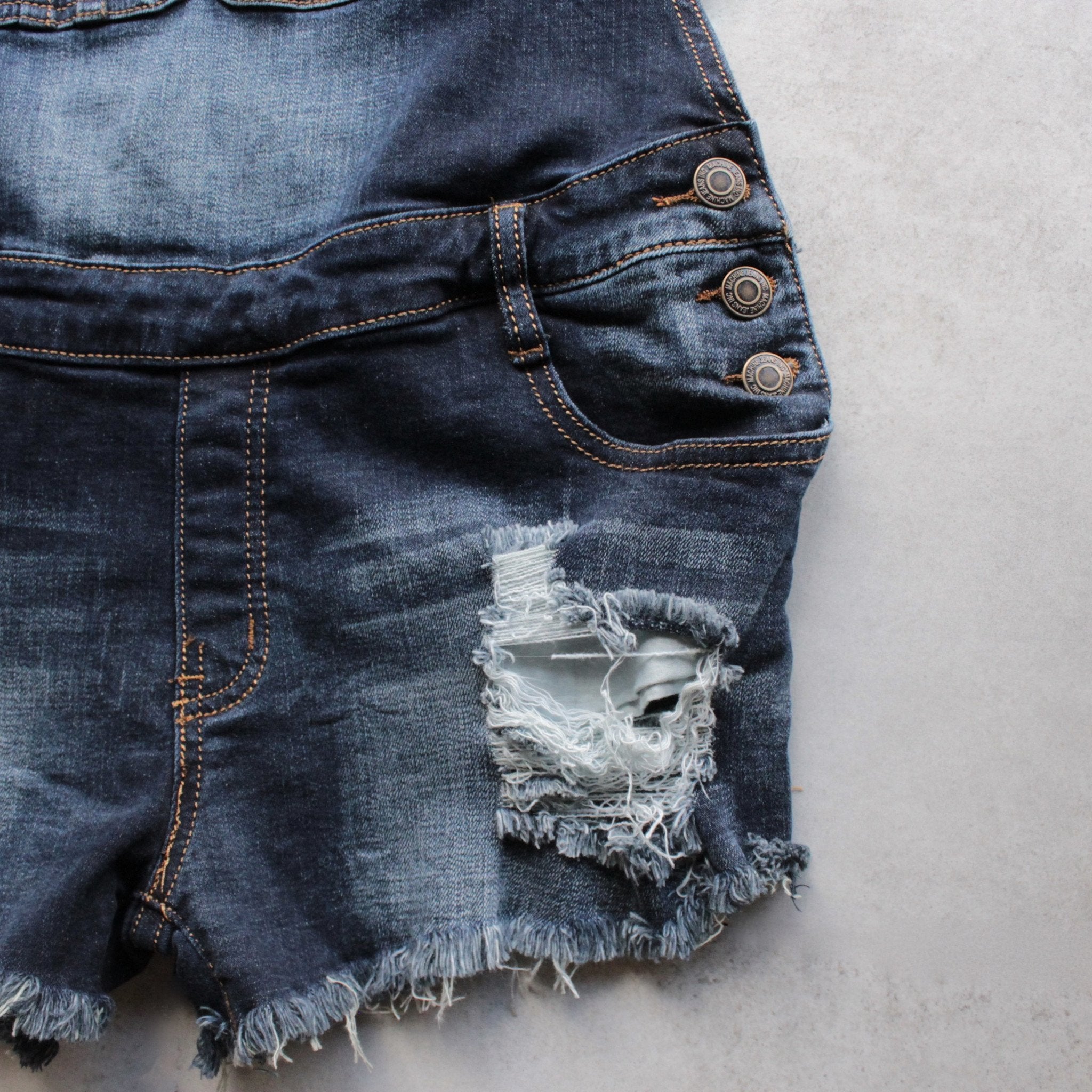 Final Sale - Distressed Denim Overall Shorts – Shop Hearts