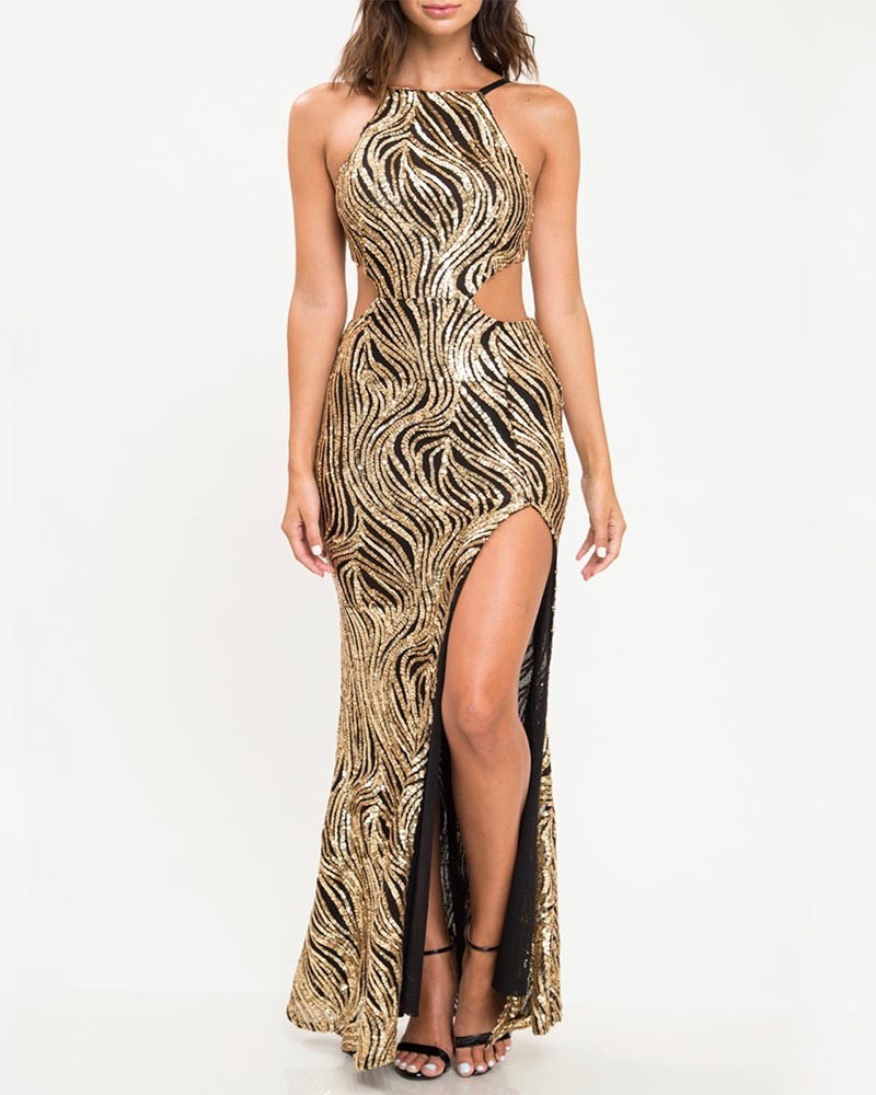 gold maxi gown