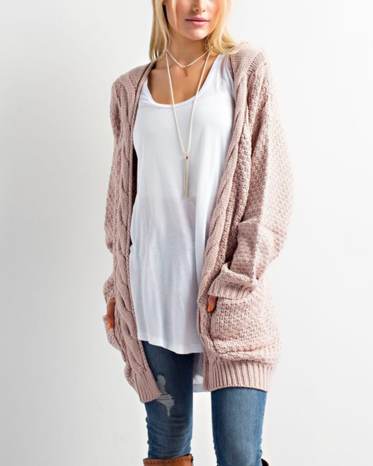 open knit cardigan sweater