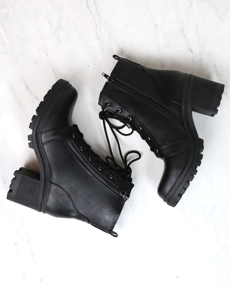 Lace-Up Chunky Heel Combat Boots - More Colors – Shop Hearts
