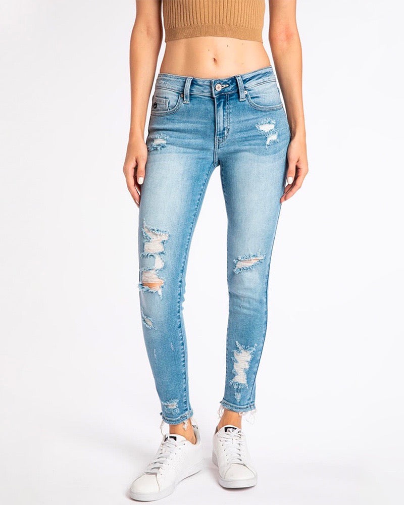 light wash high rise skinny jeans