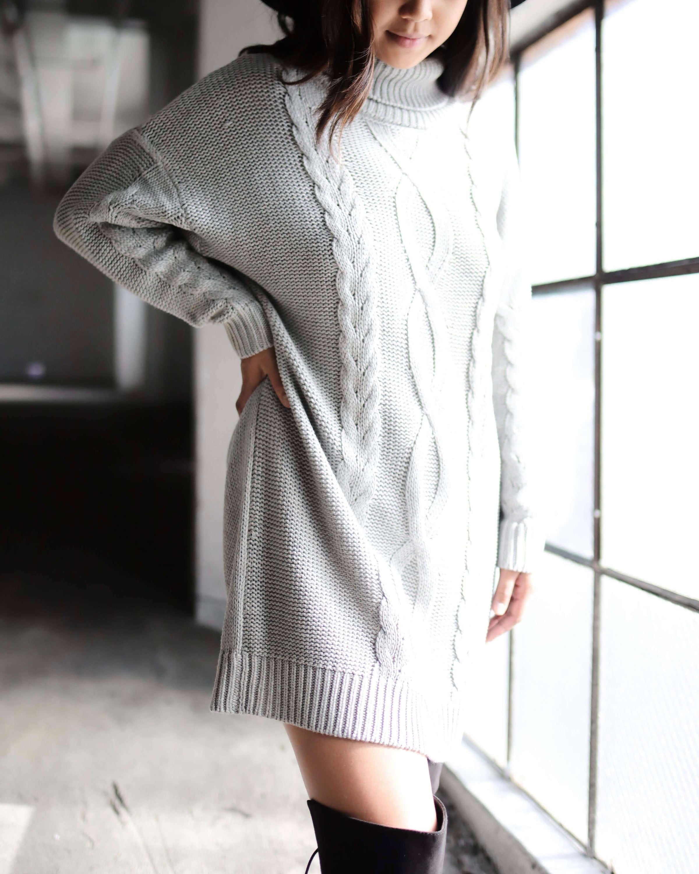 Final Sale Minkpink Janine Cable Knit Jumper Dress Grey Marle Shop Hearts