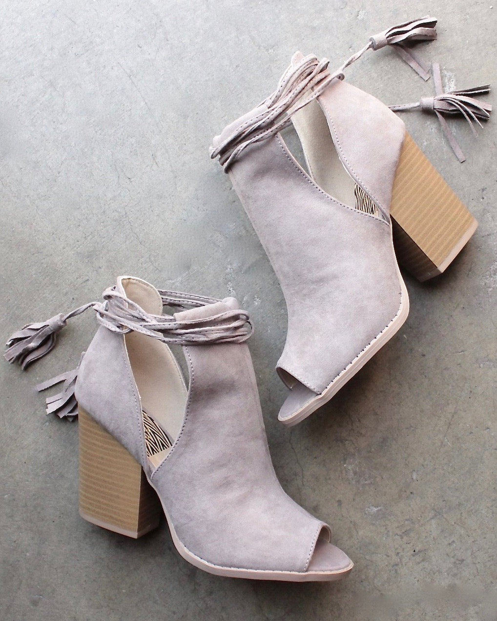 qupid booties taupe