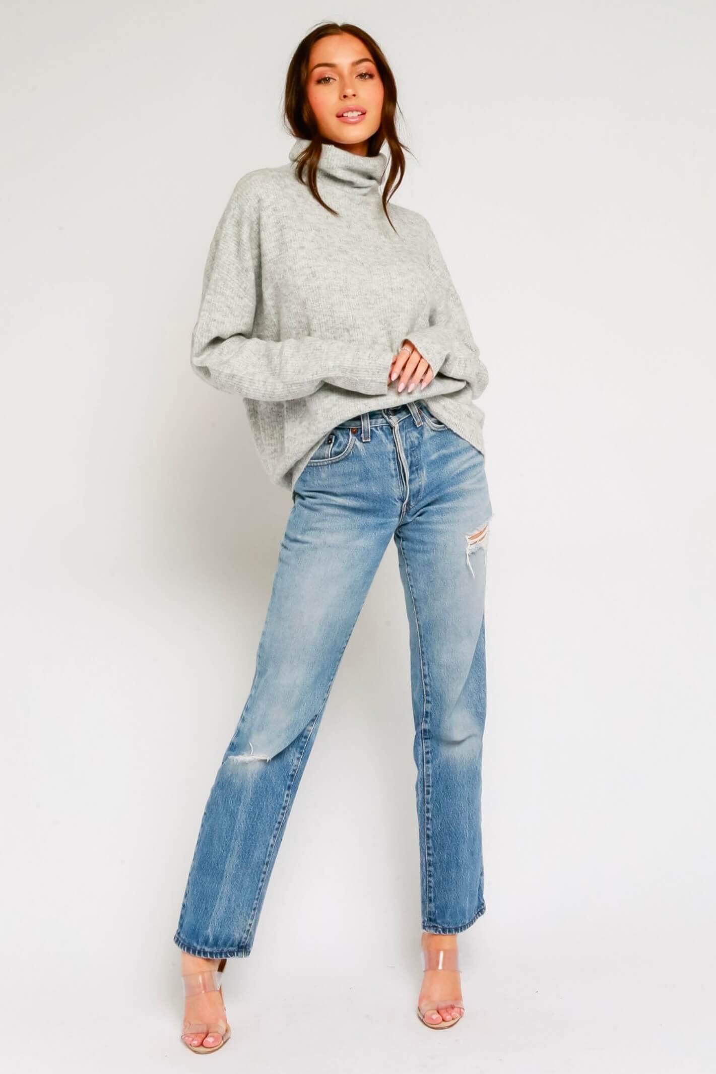 Brenda Fuzzy Mock Neck Sweater in More Colors – Shop Hearts