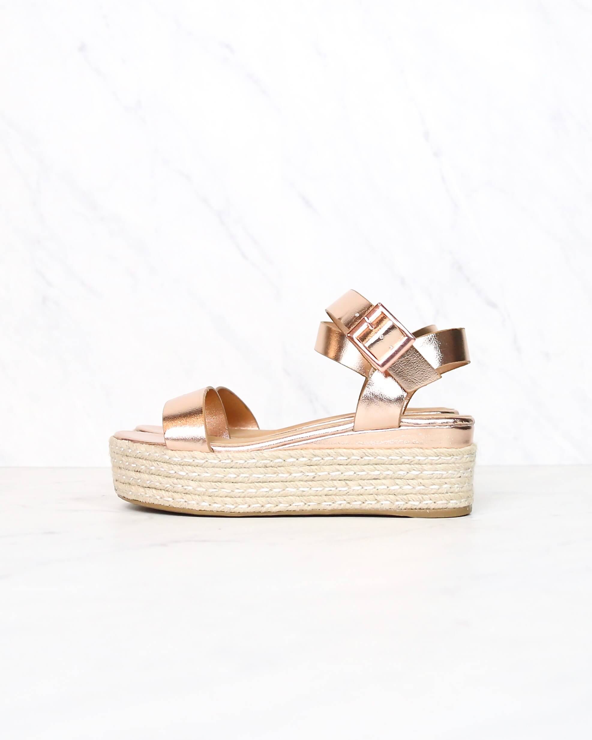 platform rose gold sandals