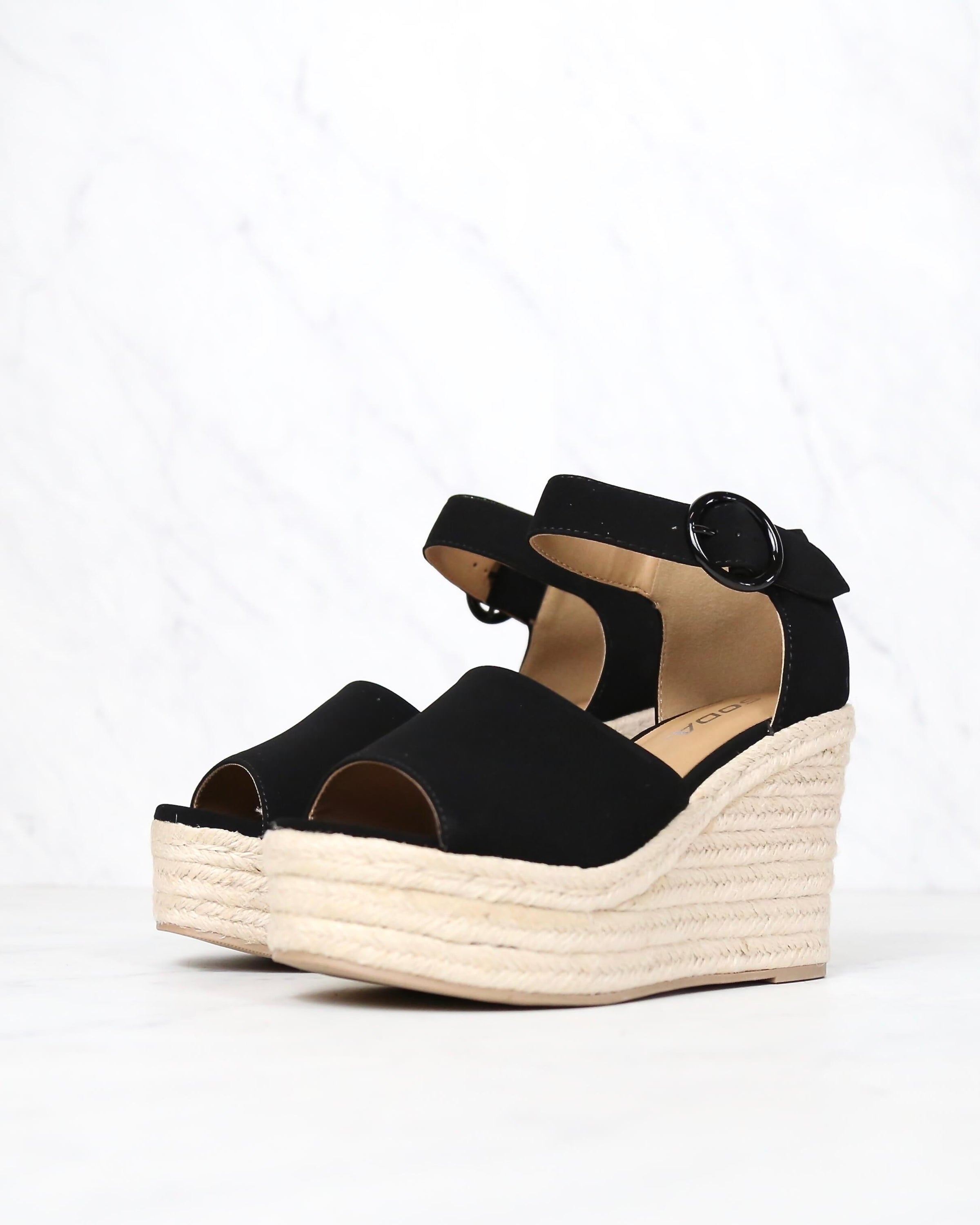 black suede espadrille wedges