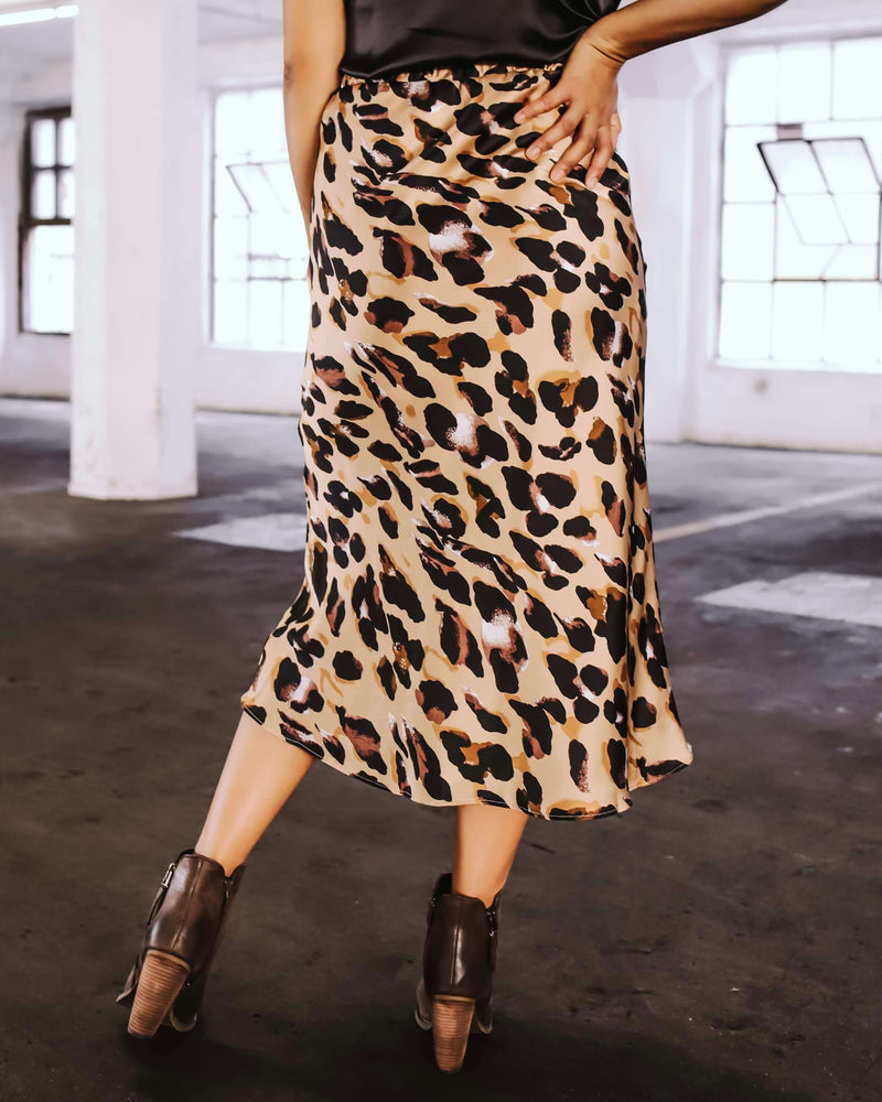 Satin Leopard Midi Skirt - Taupe Combo – Shop Hearts