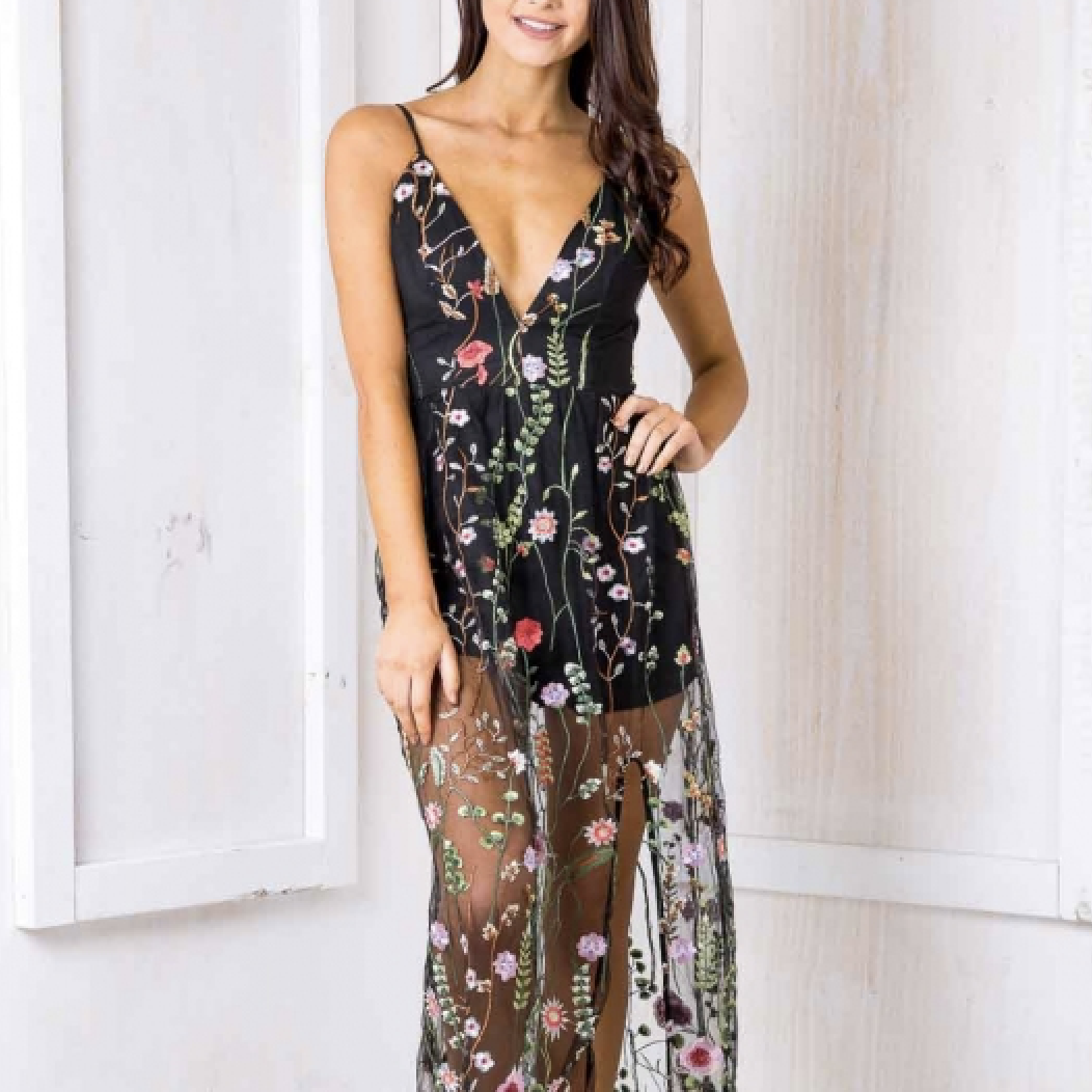 Enchanted Evening Embroidered Lace Maxi Dress Black Shophearts