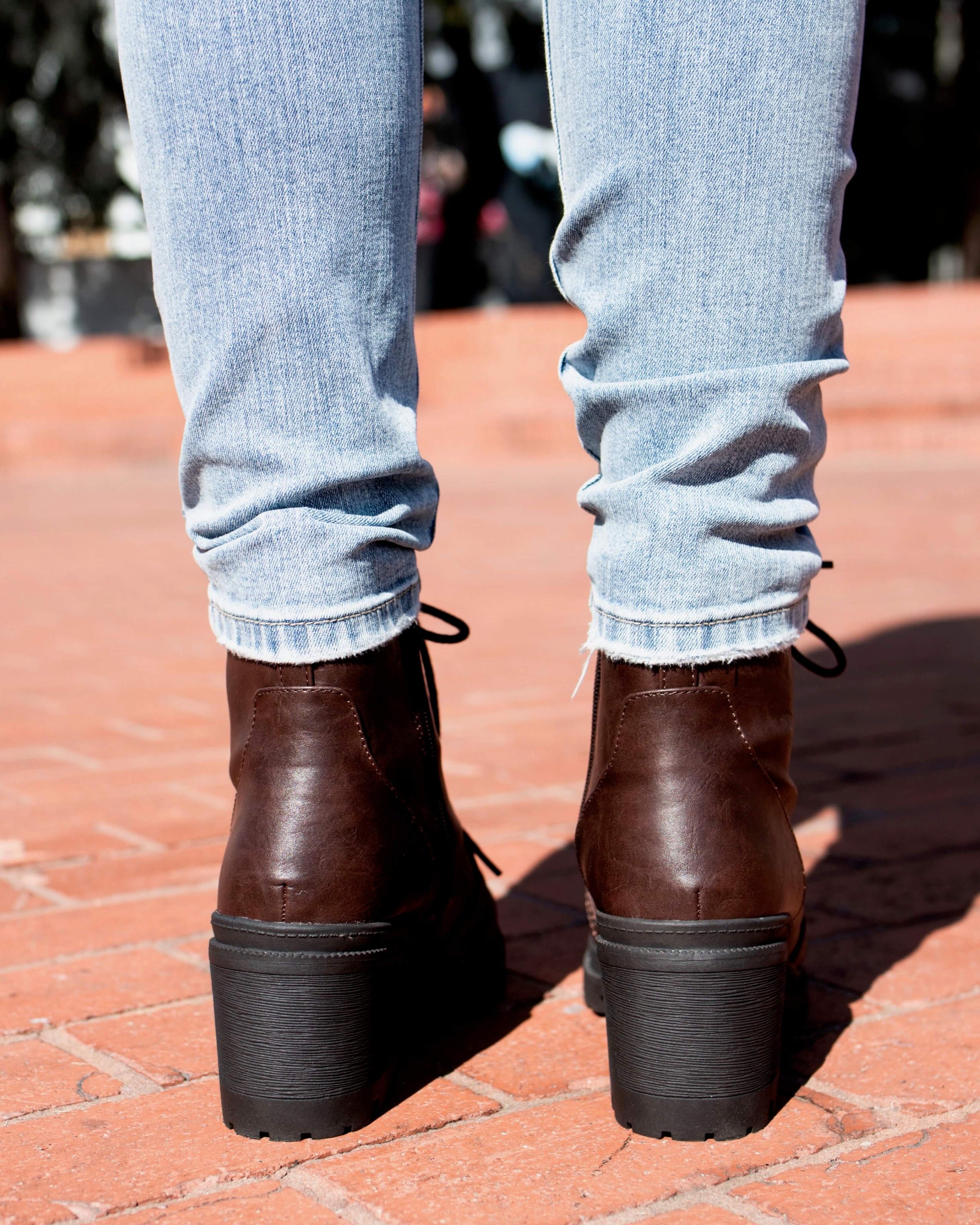 lace chunky heel boots