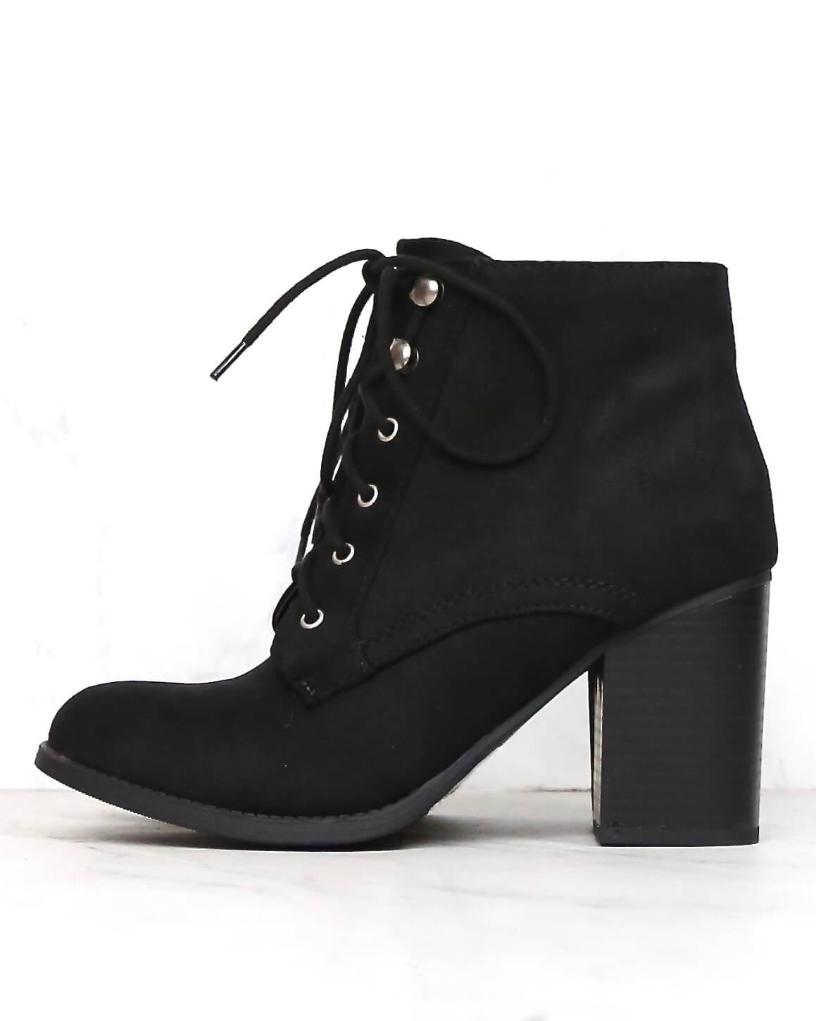 black suede lace up ankle boots
