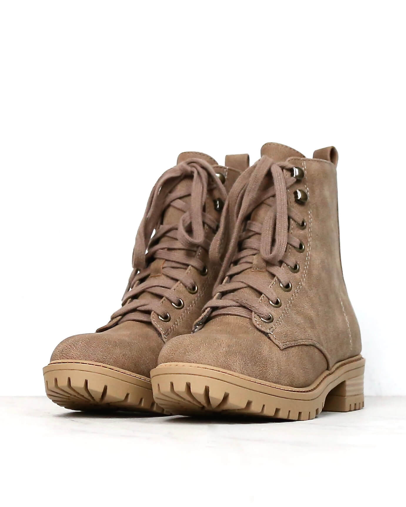 Nubuck Suede Lace-Up Combat Boots 